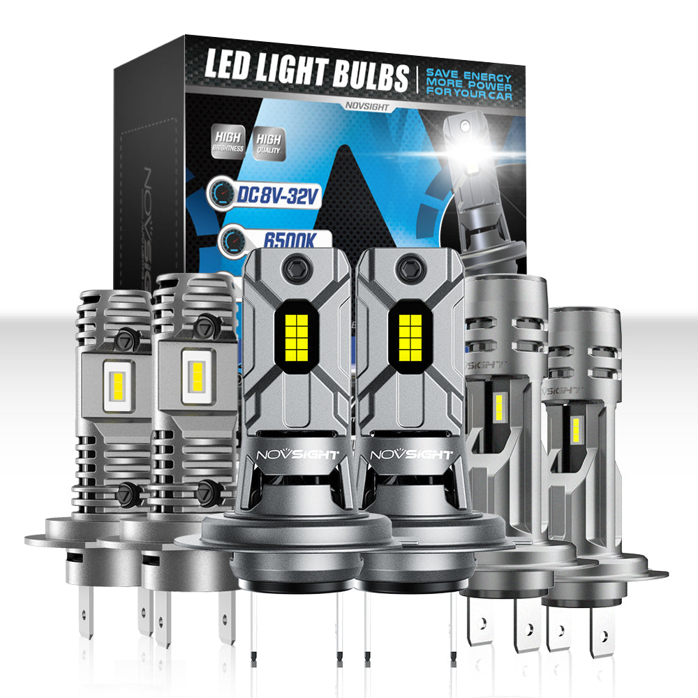  NOVSIGHT Ampoule H7 LED Voiture 10000LM 6500K Blanche Puissante  50W 300% Luminosité Lampes de Phares 1:1 Mini Remplacement pour Kit de  Conversion Halogène Auto Moto
