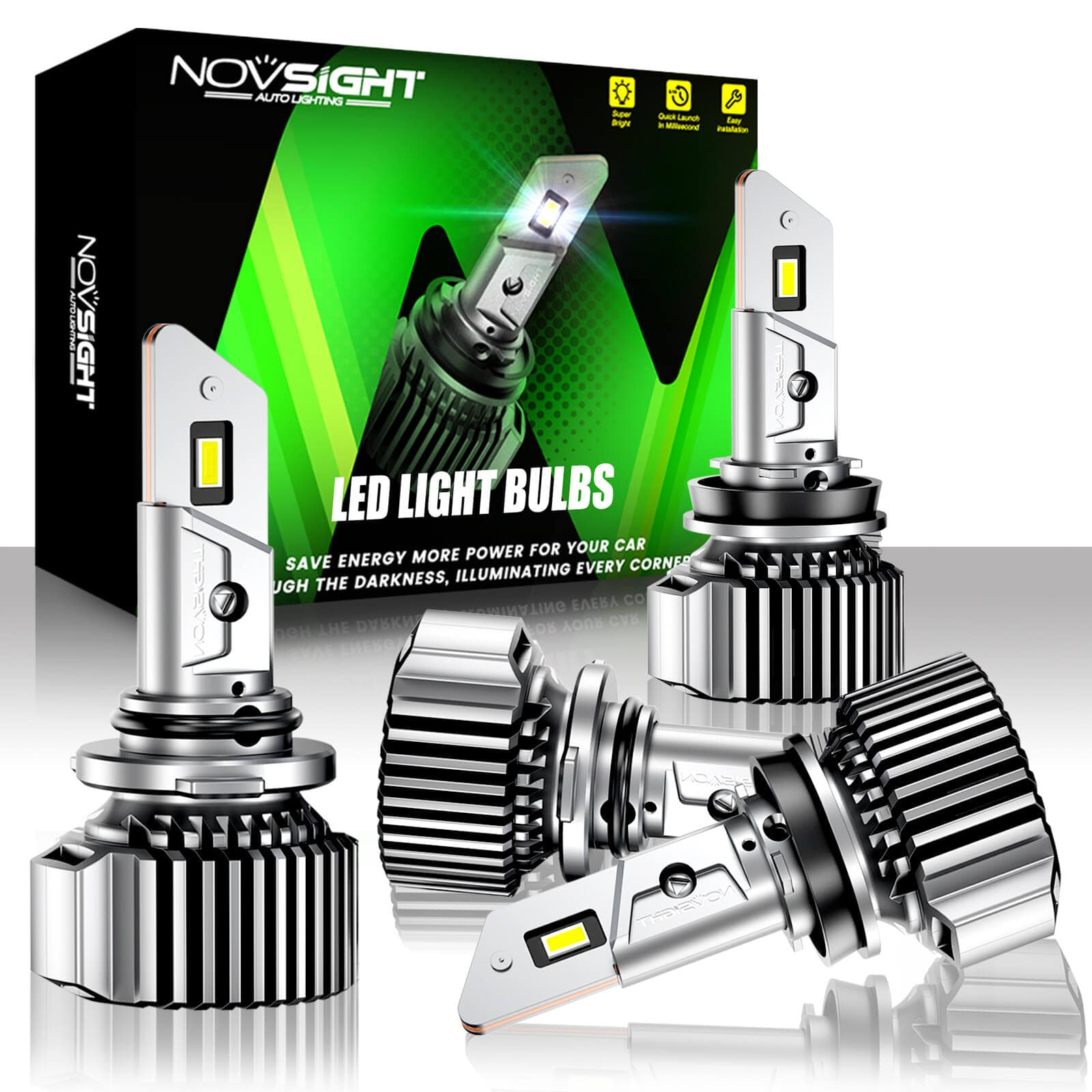 N52 Plus Series | 9005 H11 Combo LED Headlights Bulbs Kit 100W H11 9005  Headlight High Beam Low Beam Bulbs Combo | 4 Bulbs