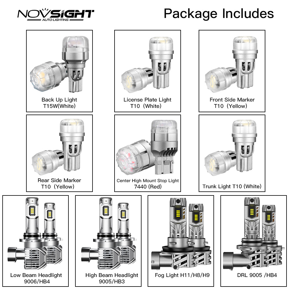 2014-2015 Honda Civi Exterior Interior LED Lights Bulbs Package Headlights Signal Lights Bundle - NOVSIGHT