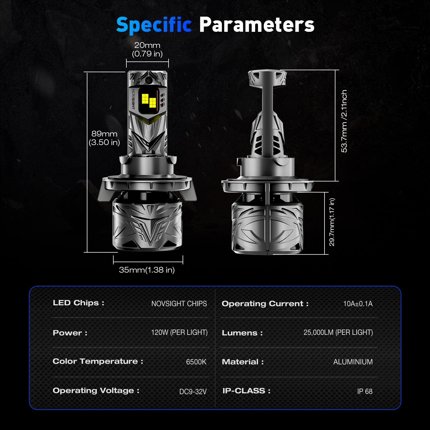 N70-Serie | 9004 HB1 LED-Lampen, superhelle Scheinwerfer, 240 W, 50000 lm, 6500 K, Weiß | 2 Lampen 