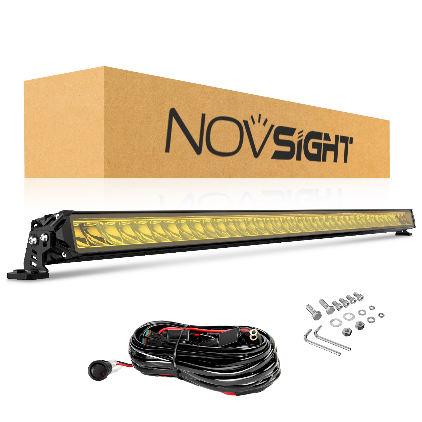 Rock Series 52 Inch Single Row LED Off-Road Light Bar Yellow Light with Wiring Kit