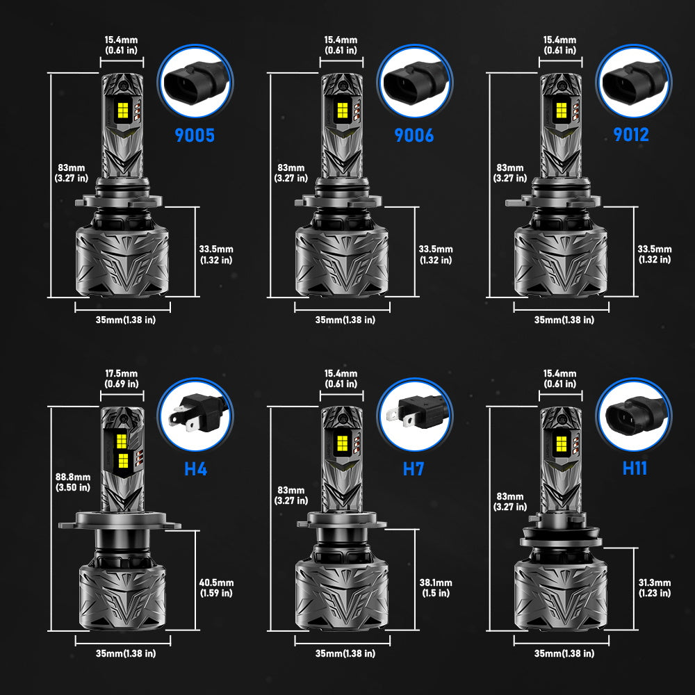 N70 Series | H4 H7 H11 9005 9006 LED Bulbs Super Bright Headlights 240W 50000LM 6500K White | 2 Bulbs