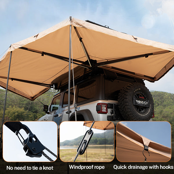 Einziehbare Batwing 270-Grad-Fahrzeugseitenmarkise für Camping und Overlanding