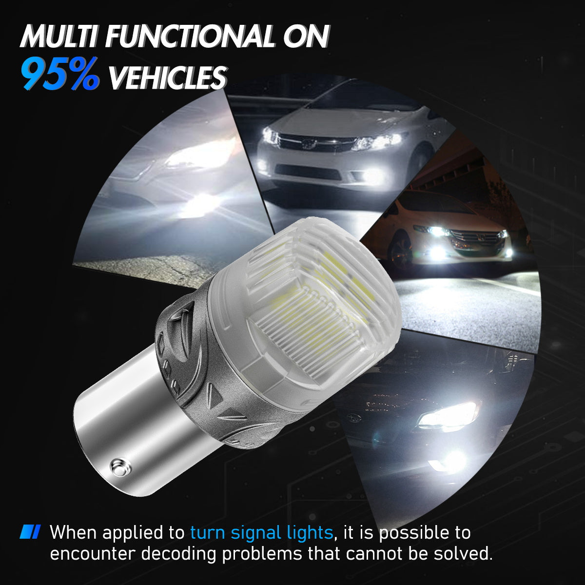 1156 180° P21W BA15S LED Bulbs for Rear Front Sinal Lights DRL White