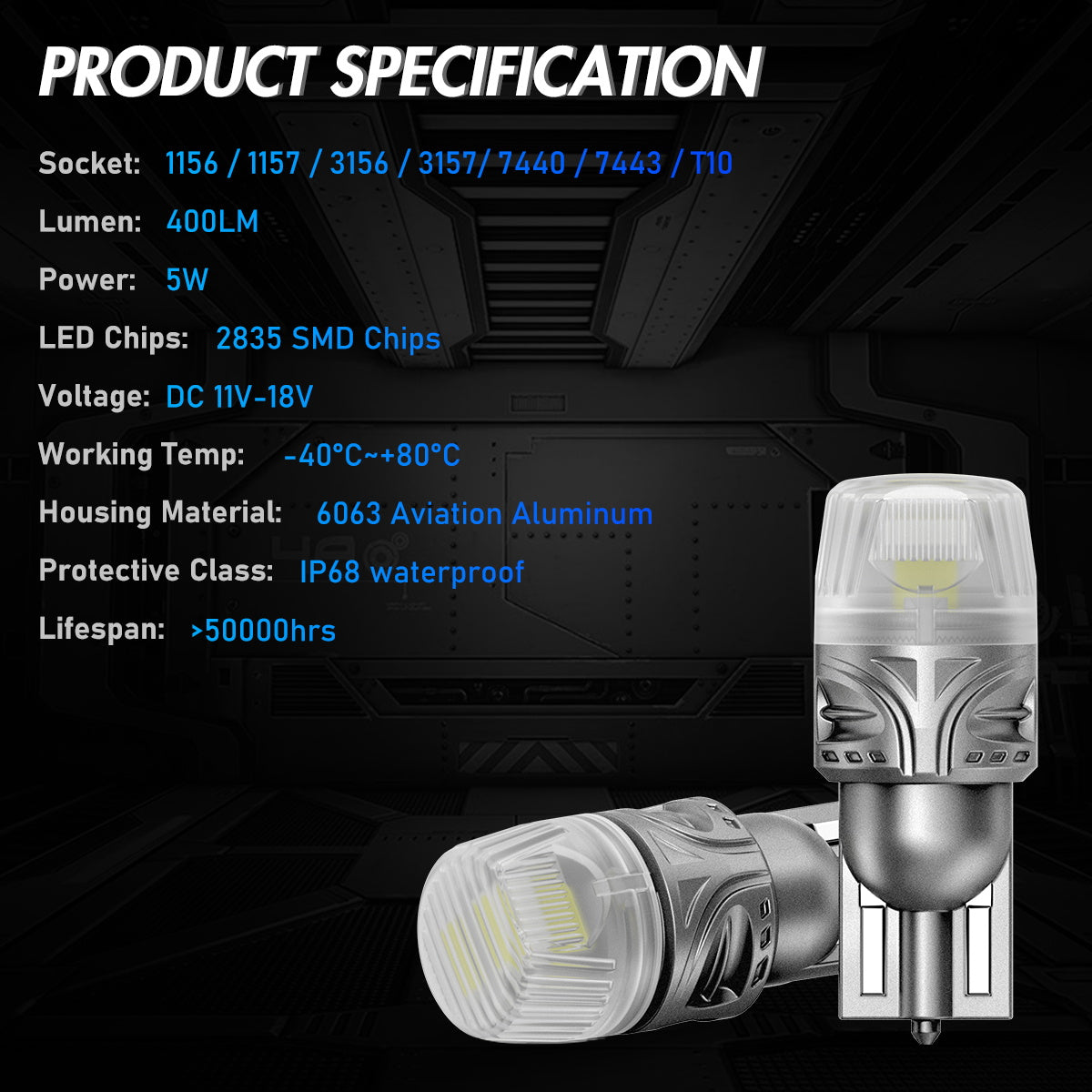 T10 158 161 168 194 W5W LED Bulbs for Rear Front Sinal Lights DRL White