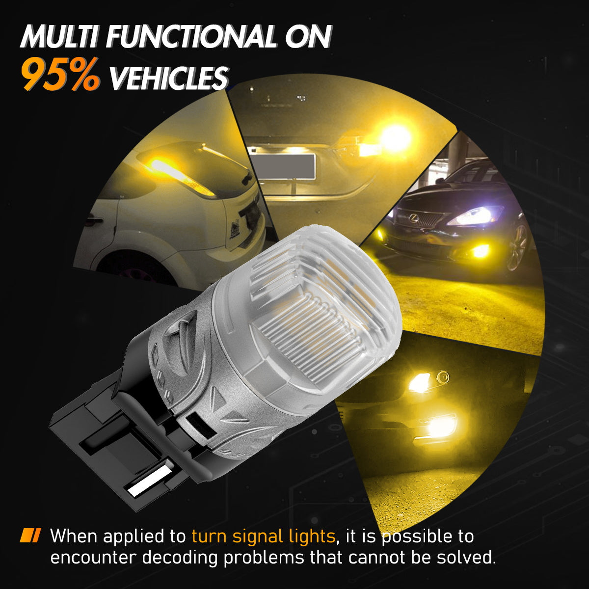 1157 P215W BAY15D BA15D 180° LED Bulbs for Rear Front Turn Signal Lights - Yellow