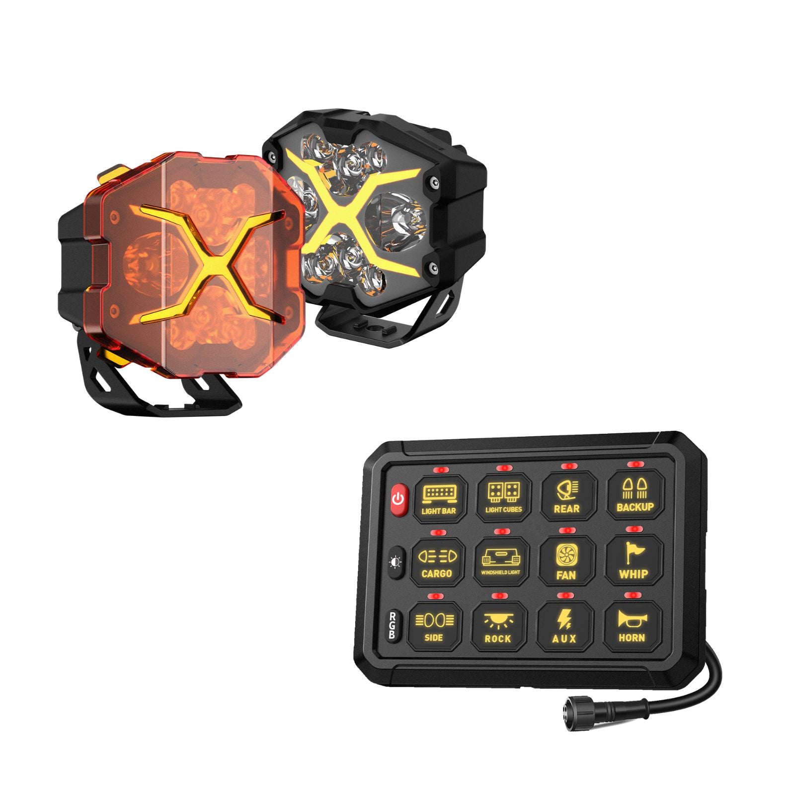 X-Series 4-inch LED Off-road Pod Light Driving Beam with Bluetooth Switch Panel