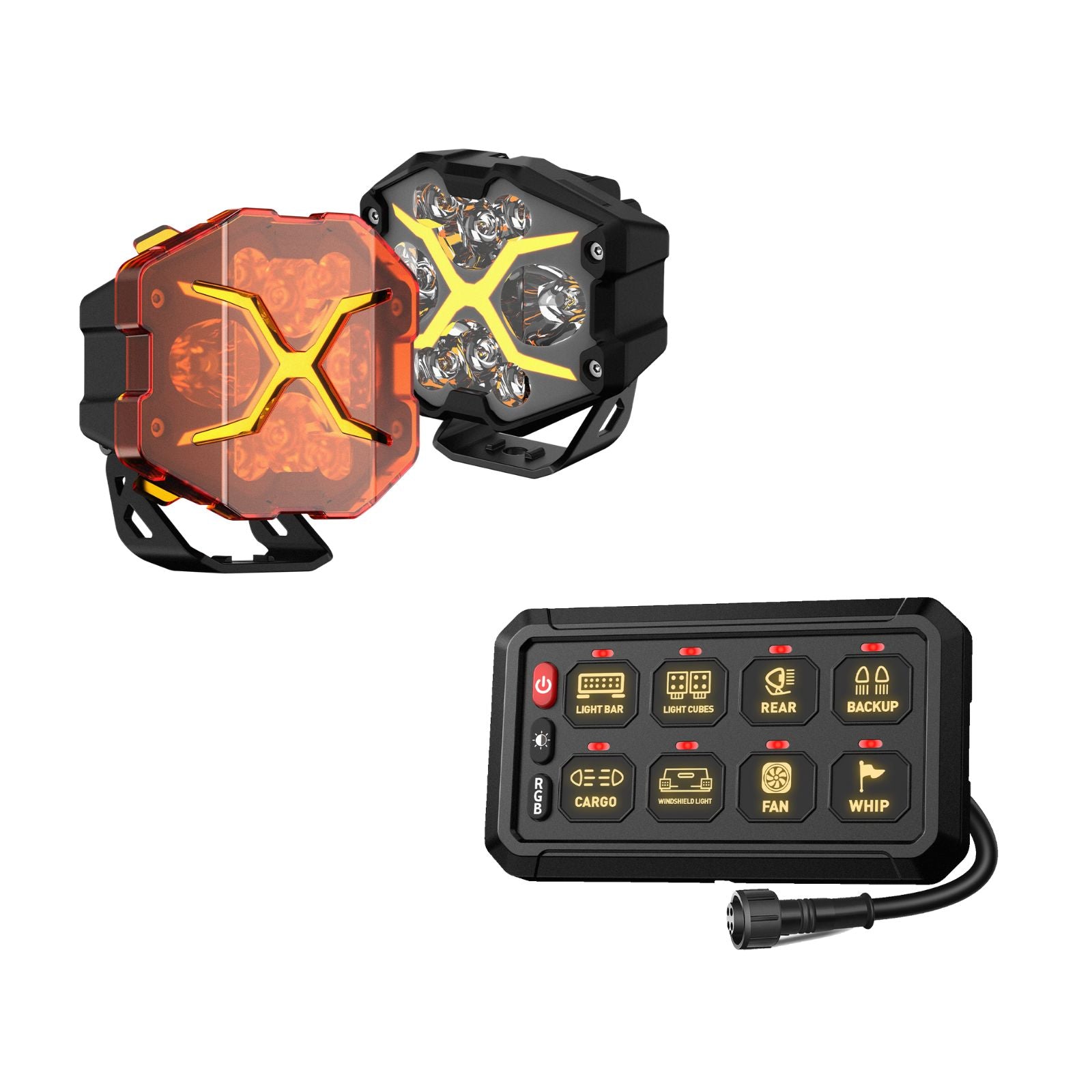 X-Series 4-inch LED Off-road Pod Light Driving Beam with Bluetooth Switch Panel