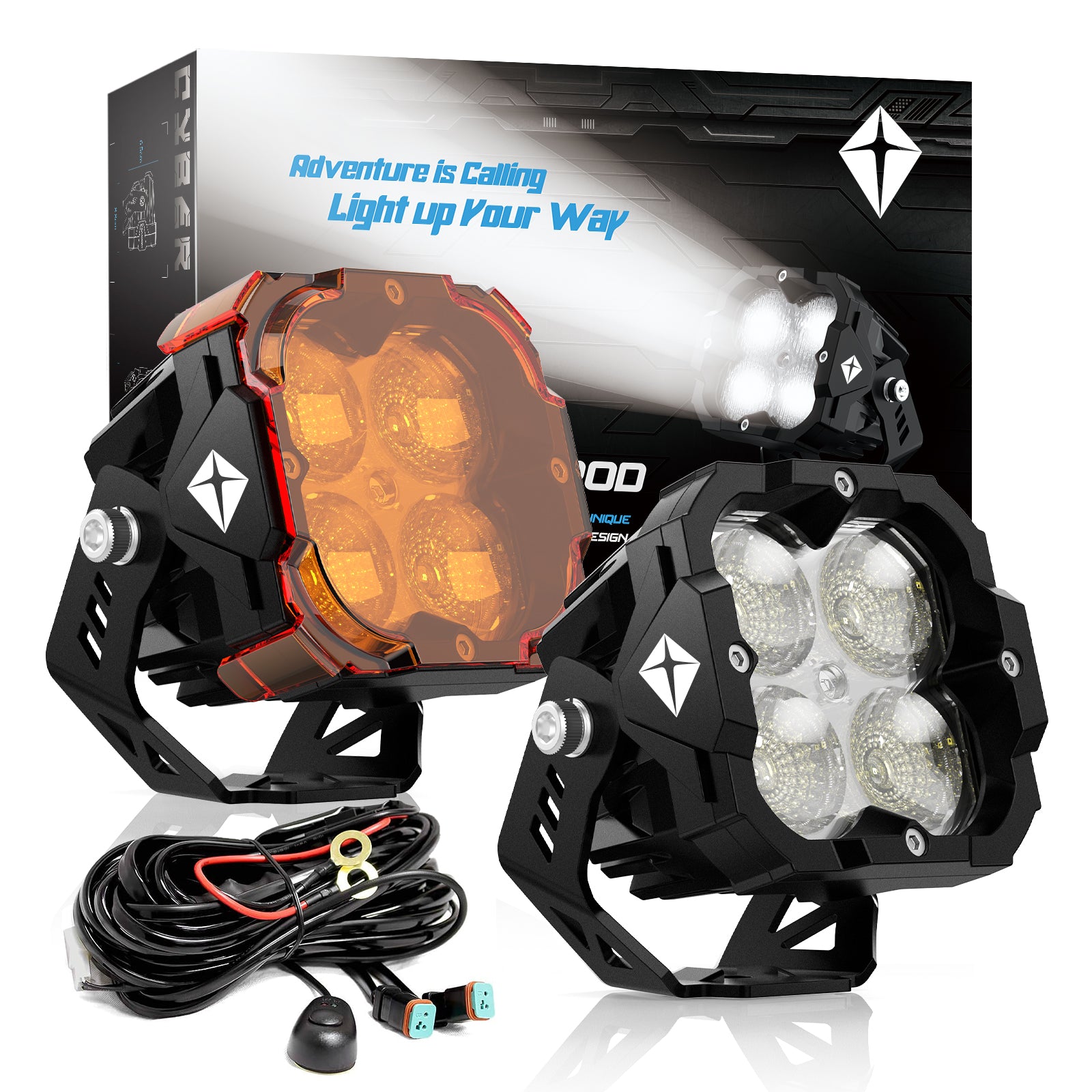 CYBER 1-Serie | 3-Zoll-Cube-Pods Offroad-Zusatz-SAE-Pod-LED-Licht mit Kabelbaum und Halterung 