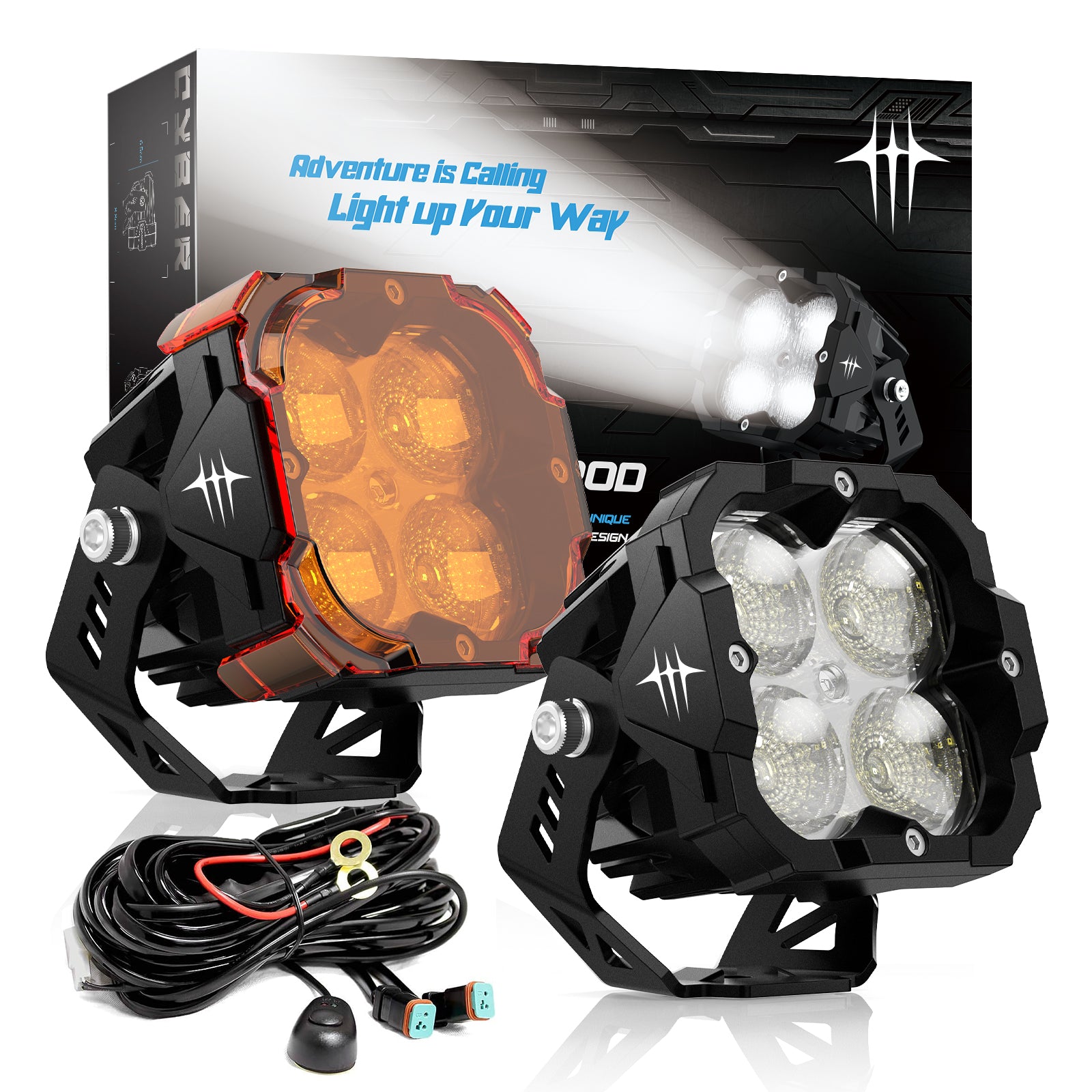 CYBER 1-Serie | 3-Zoll-Cube-Pods Offroad-Zusatz-SAE-Pod-LED-Licht mit Kabelbaum und Halterung 