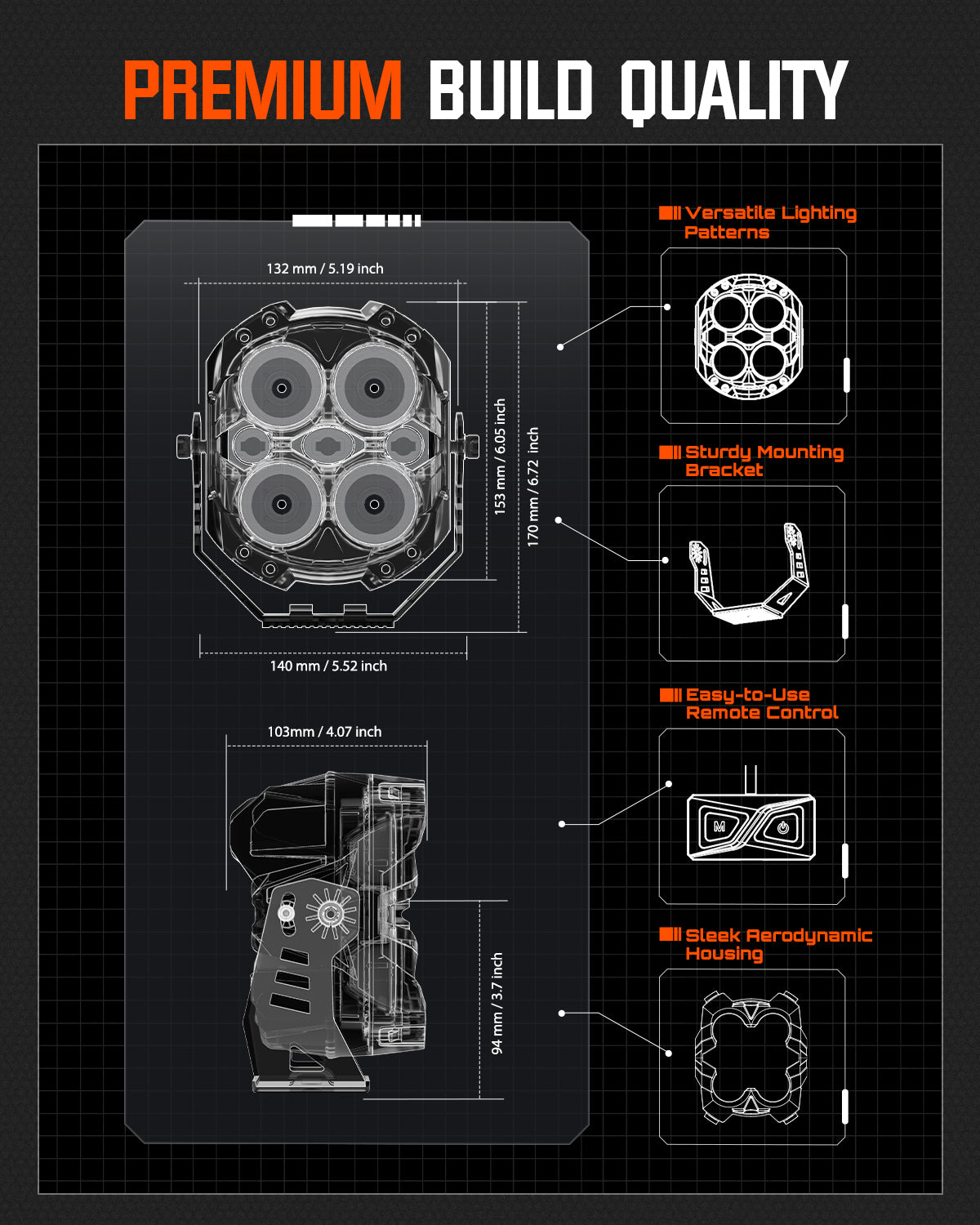 CYBER 1 Serie | 6-Zoll-LED-Pod-Lights Warrior Black