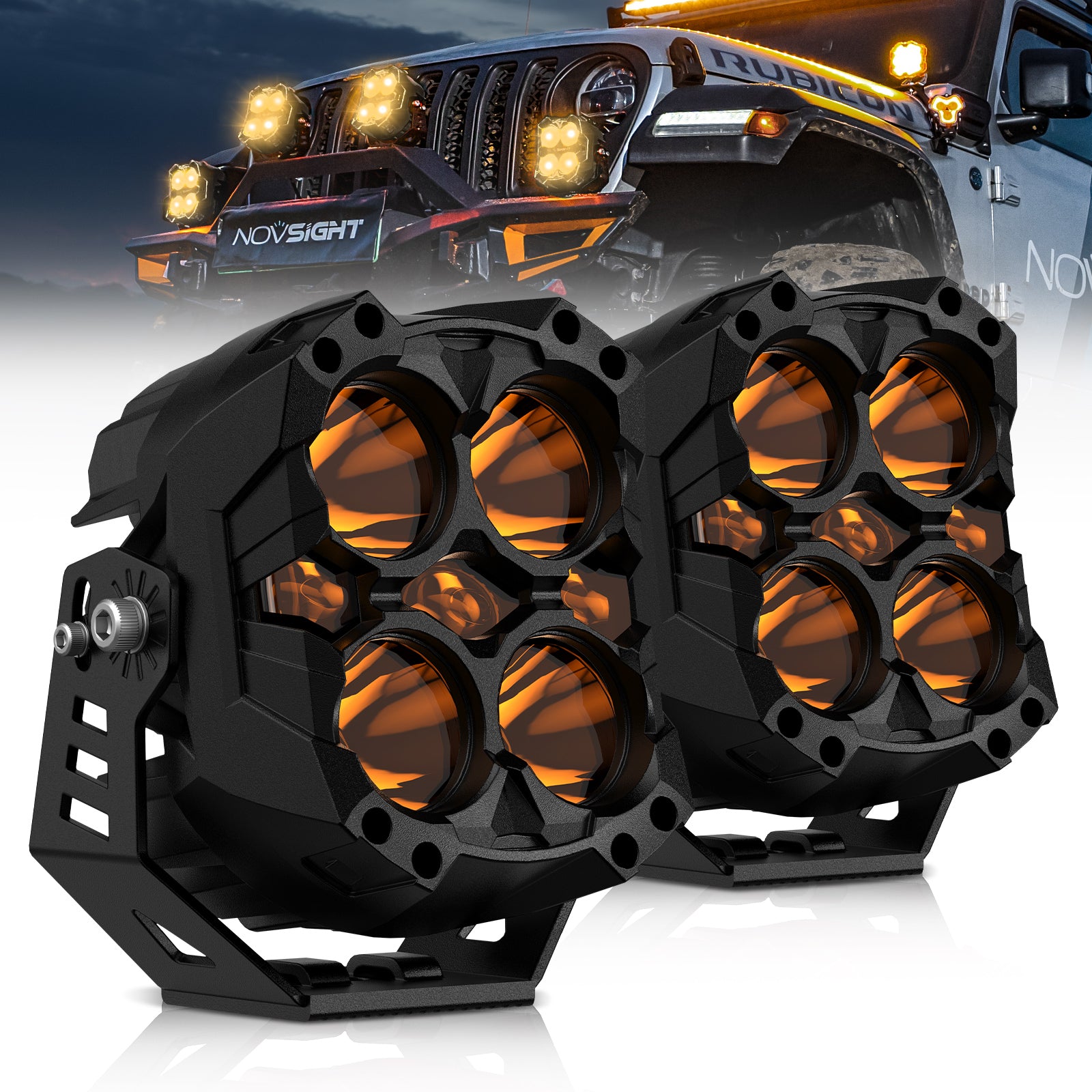 CYBER 1 Series | 6-inch LED Pod Lights Amber Light Warrior Black