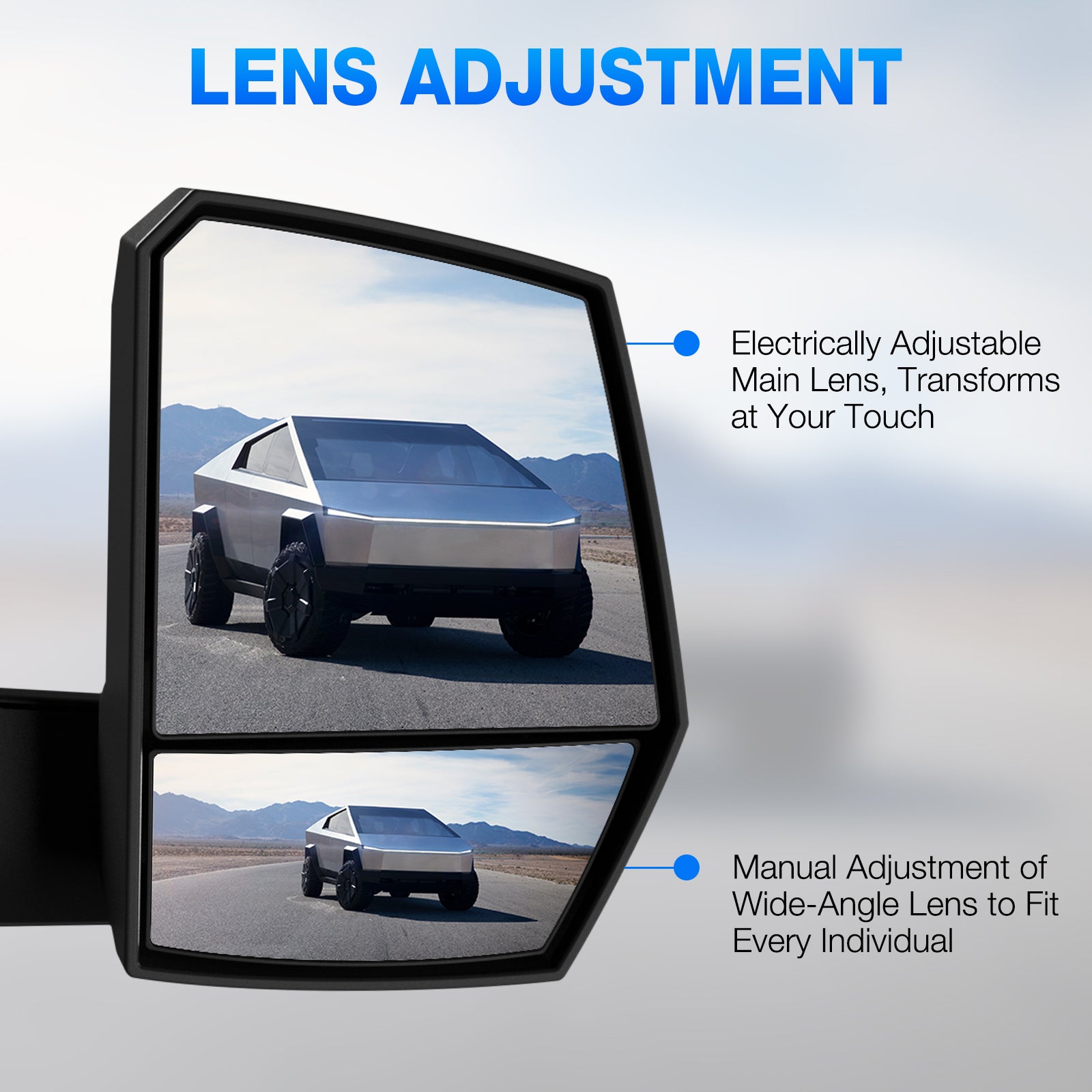 Tesla Cybertruck 90-Degree Adjustable Side Door Mirrors