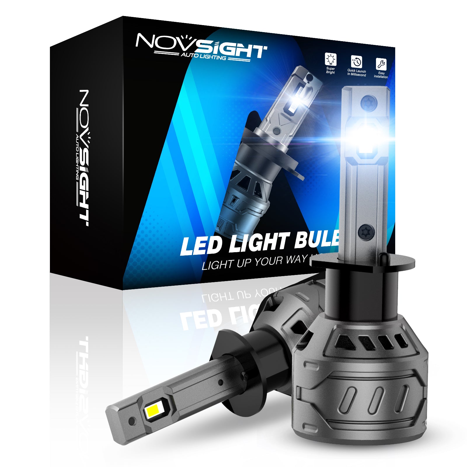 N61 General Series | H1 Fog Light LED Bulbs Stable Output 60W 13000LM 6500K White | 2 Bulbs - NOVSIGHT