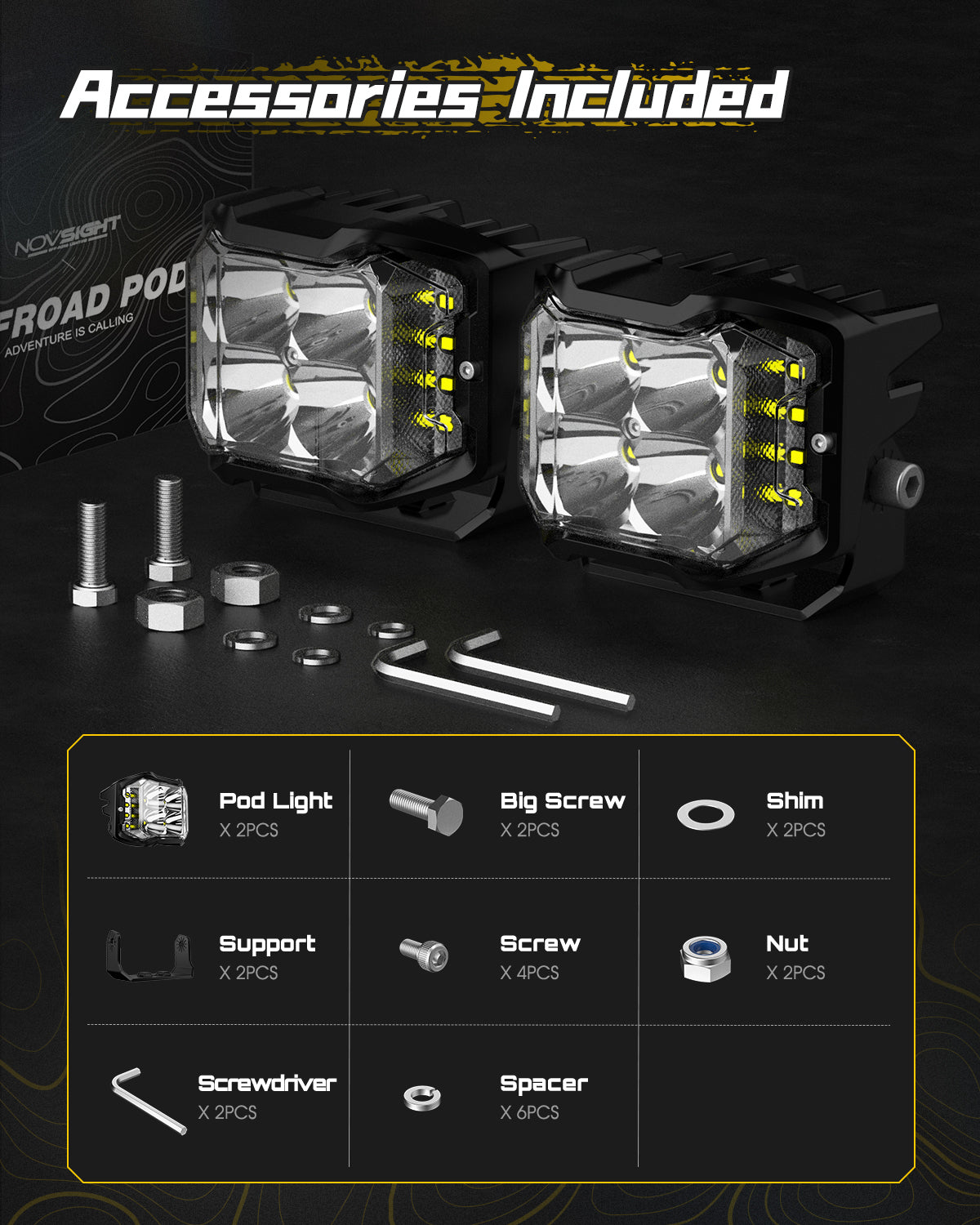 Rock Series | 4-inch LED Pod Driving Lights with Side Lights